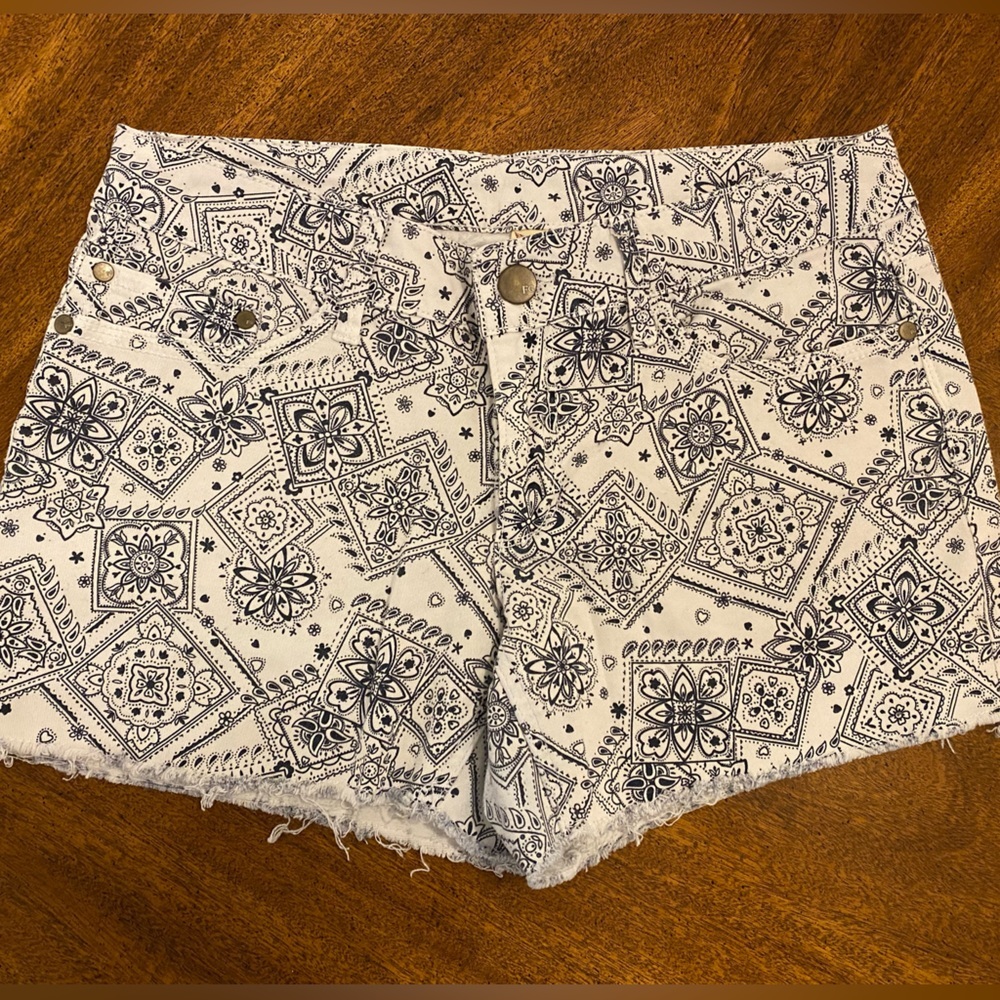 Bandana Print Denim Shorts